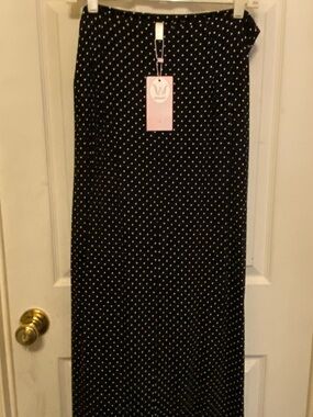 Amazon Black Maxi Skirt with White Polka Dots